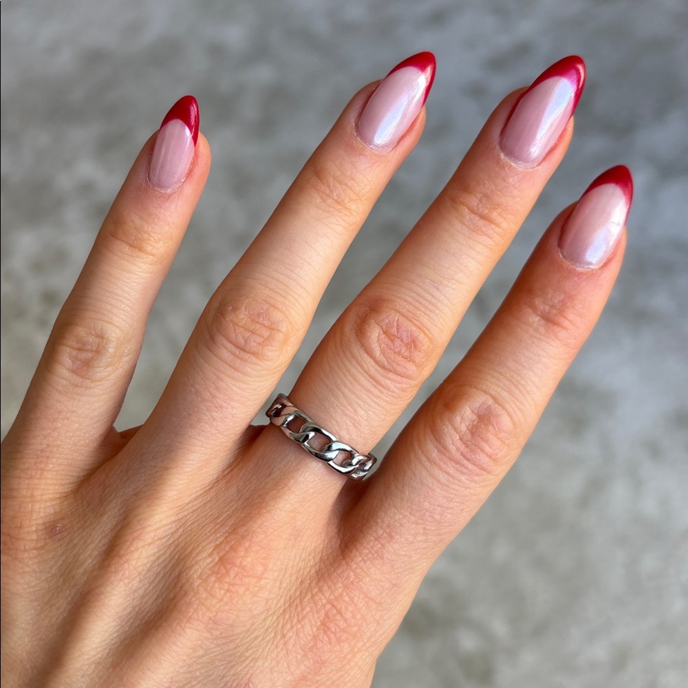 Chunky dainty braided chain link ring s925 sterling silver